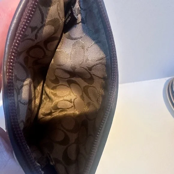 Coach Leatherwear in Tan Nylon and Dark Brown Leather trim Wristlet - Picture 4 of 6